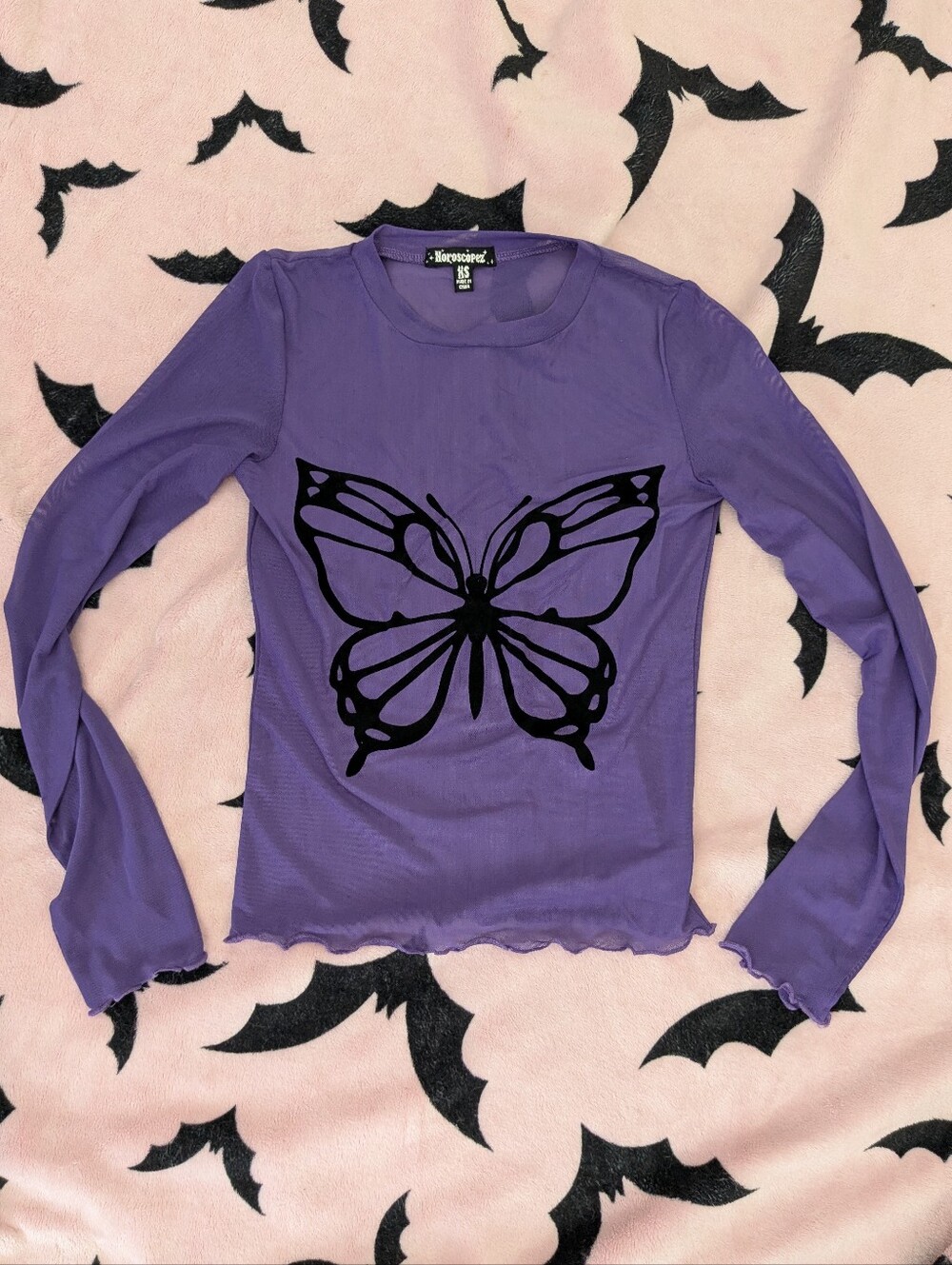 Horoscopez Purple Mesh Butterfly Shirt